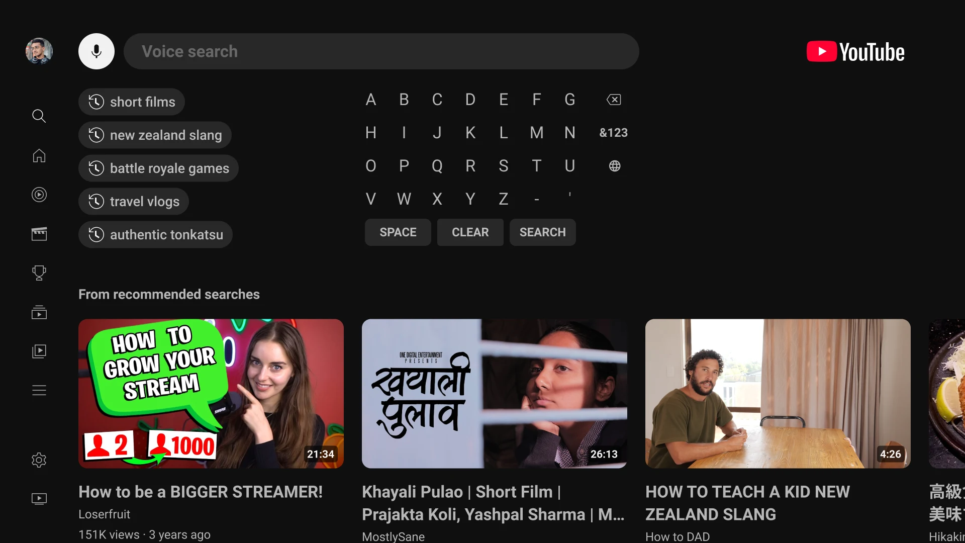 YouTube for Android TV screenshot